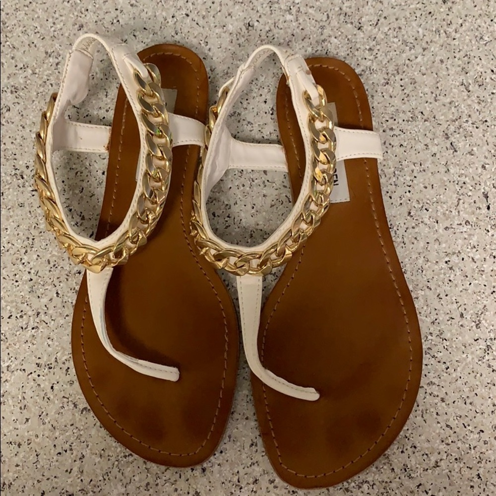 White with Gold Chain Steven Madden Sandal